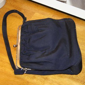 VINTAGE "BAGS BY EDWARDS" NAVY FABRIC HANDBAG PURSE WITH CHANGE COIN PURSE